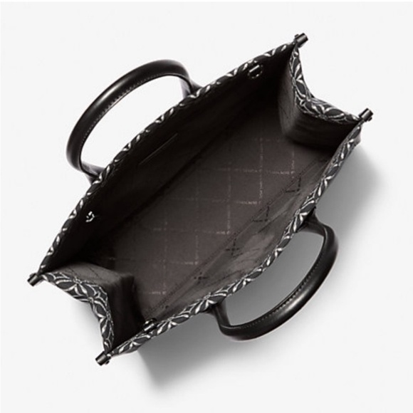 Michael Kors Mirella Medium Metallic Logo Jacquard Tote Bag - Picture 9 of 11